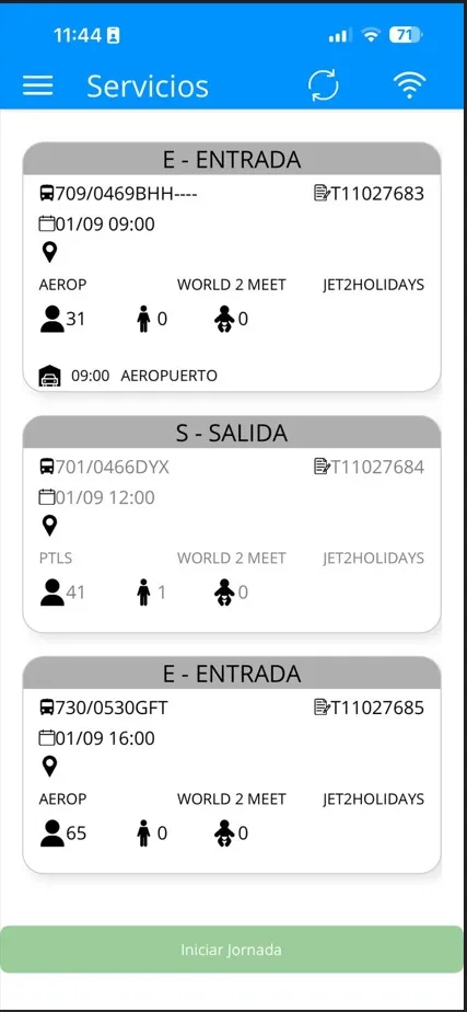 Servicios del día